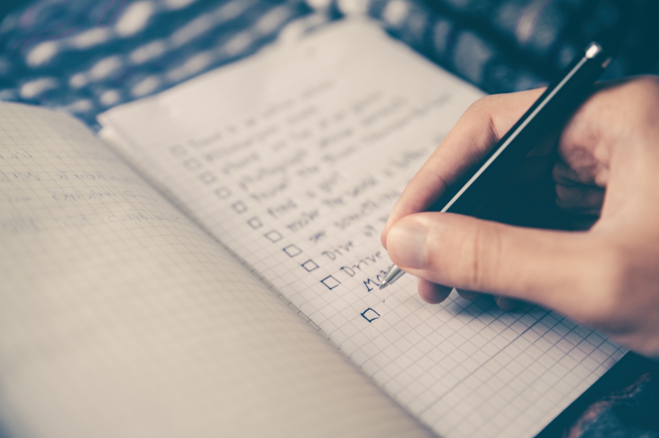 checklist in notebook